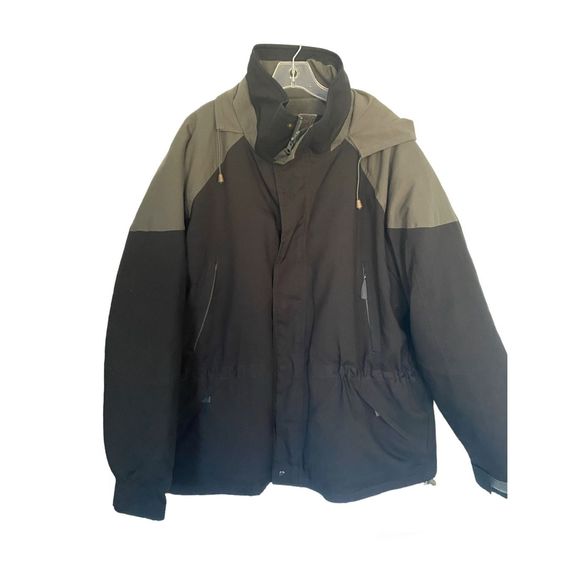 Maxam Mountain black and gray goose down Men Parka Jacket Sz L - Picture 1 of 9